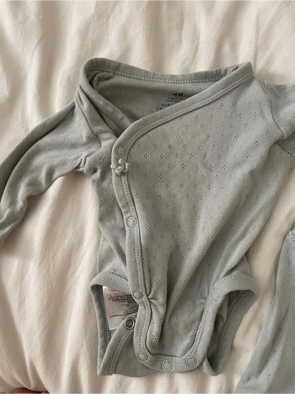 H&M Light Green Pointelle Baby Footed Pants and Wrap Bodysuit Set